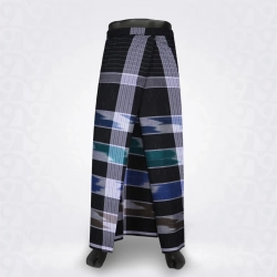 Black Blue White Ikat Kitari Checked Cotton Lungi